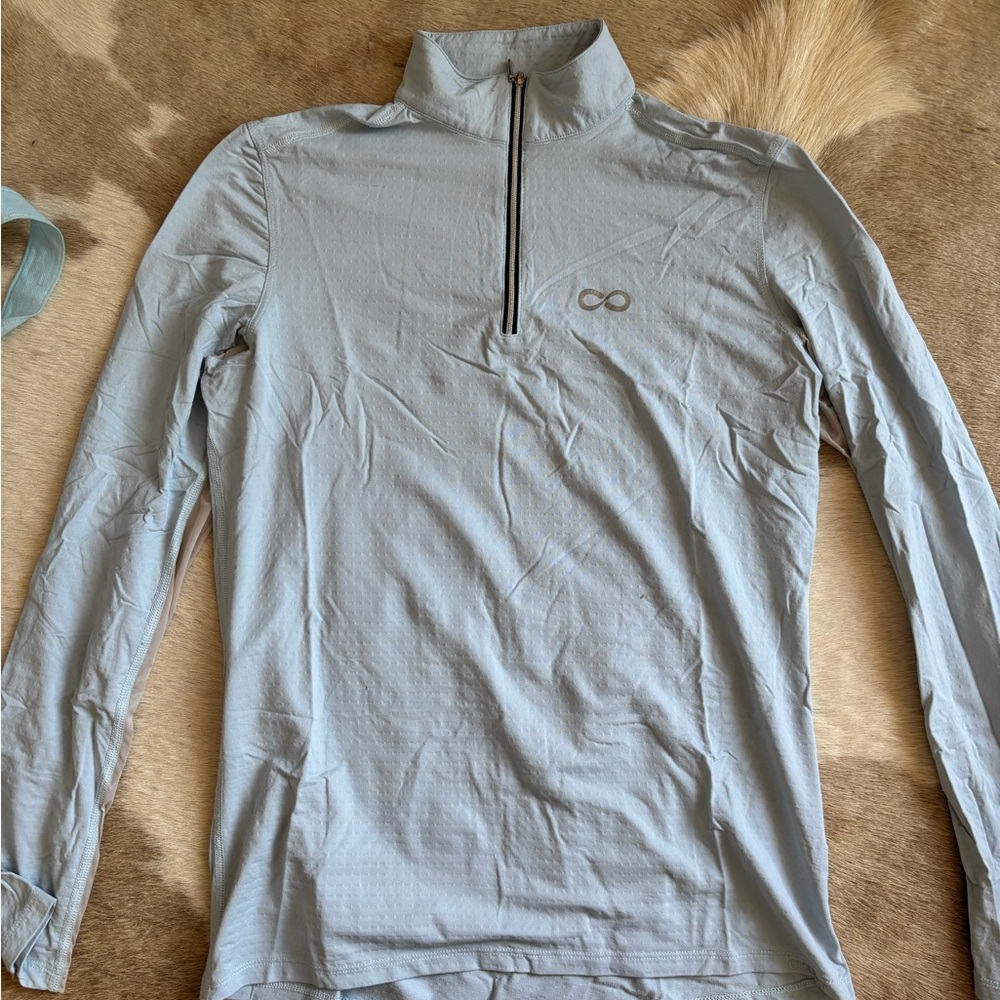 Dover Saddlery Light Blue Quarter-Zip Riding Top